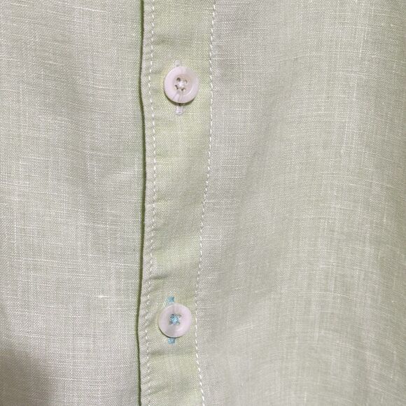 TOMMY BAHAMA 100% Linen Lime Green Relaxed Fit Long Sleeves Button Shirt, Large - Picture 4 of 12